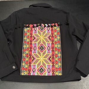 ANDREE BY UNIT Black Utility Jacket with Colorful Embroidery